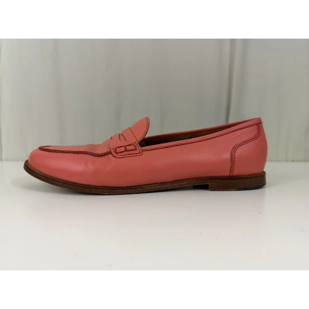 J Crew Ryan Penny Loafers Leather Coral Pink Slip On Shoes Women’s Sz 10